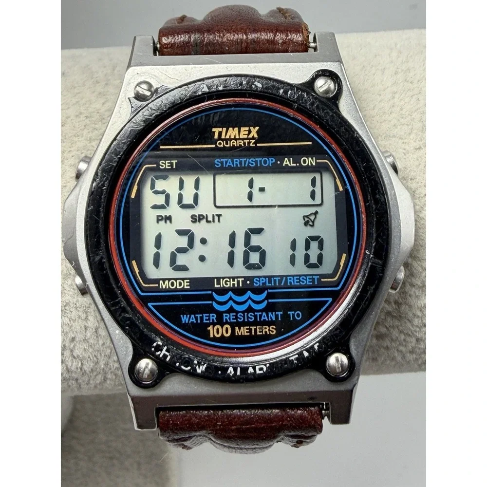 Timex Atlantis 100 Mens Watch Vintage 1991 Stainless Case 37MM 8.5